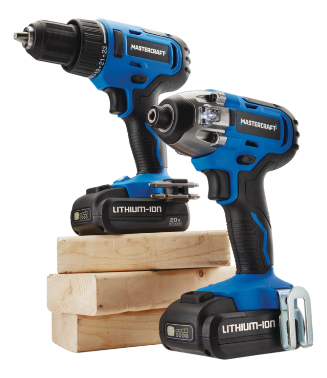 Mastercraft 20V Max LithiumIon Cordless Drill & Impact Driver with 2