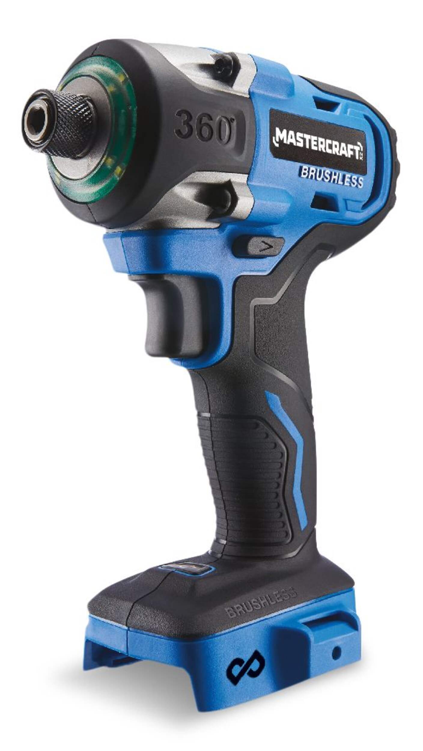 Mastercraft 20V Max Brushless Cordless Impact Driver with LED Work Light, 1/4-in, Tool Only, PWR POD Compatible Front_Three_Fourths_Angled_Left