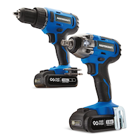 Mastercraft 20V Max Lithium-Ion Cordless Drill and Impact Wrench with 2 PWR POD 2.0 Ah Batteries & Charger Combo Kit Front_Three_Fourths_Angled_Left