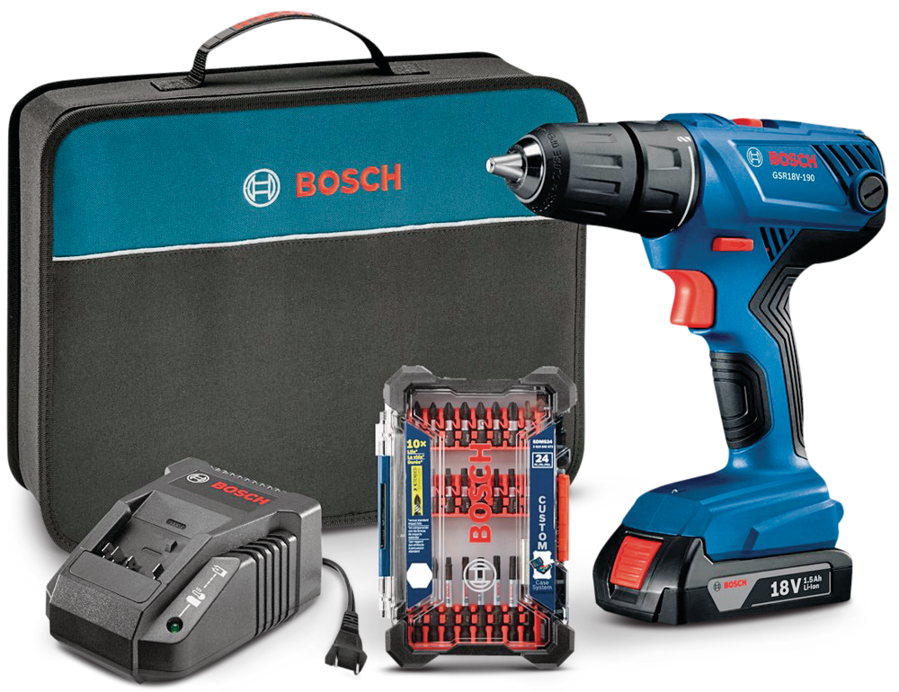 Perceusetournevis sans fil au lithiumion 18 V Bosch GSR18V190BB avec