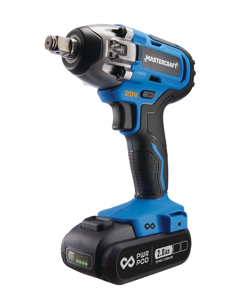 20V Max Lithium-Ion Cordless Impact Wrench with Battery, Charger & Case, 1/2-in Mastercraft