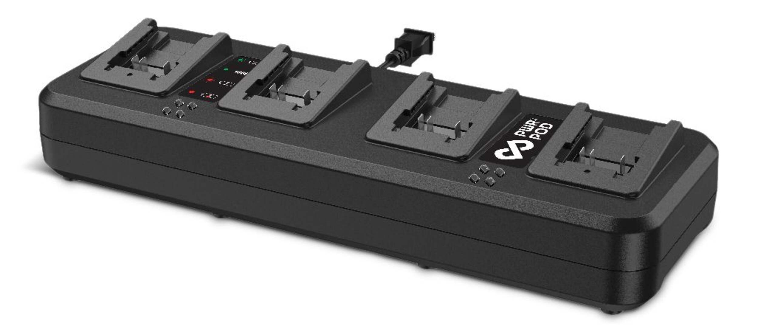 PWR POD 4-Port Battery Charging Station Front_Three_Fourths_Angled_Left