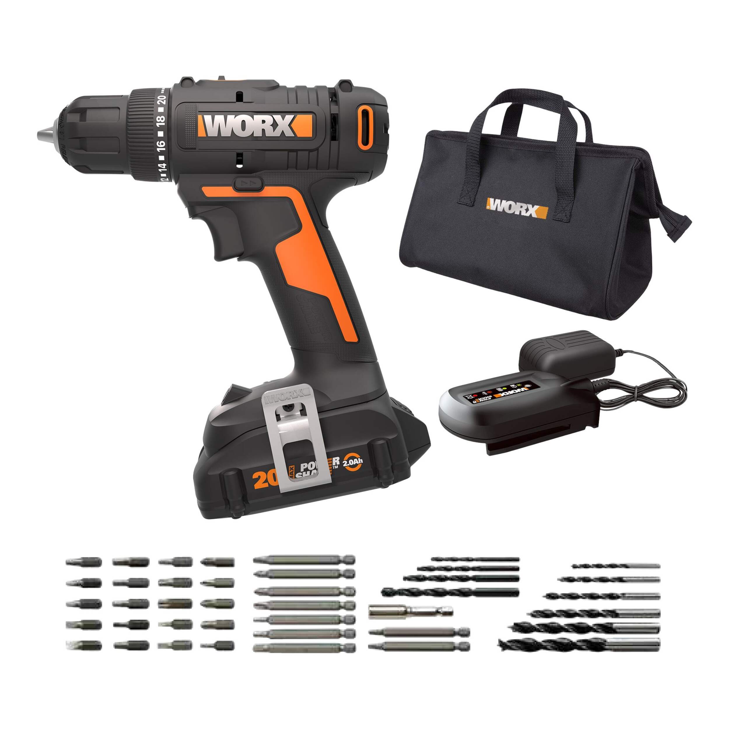 WORX 20V 3/8-in Drill/Driver Kit Composite_or_Mixed