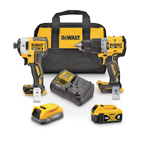 DEWALT DCK249E1M1 20V MAX* XR® Hammer Drill Driver & 1/4-in 3-Speed Impact Driver 2 Battery Combo Kit Composite_or_Mixed