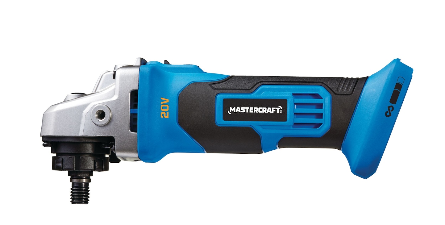 Mastercraft 20V Max LithiumIon Cordless Angle Grinder with Auxiliary