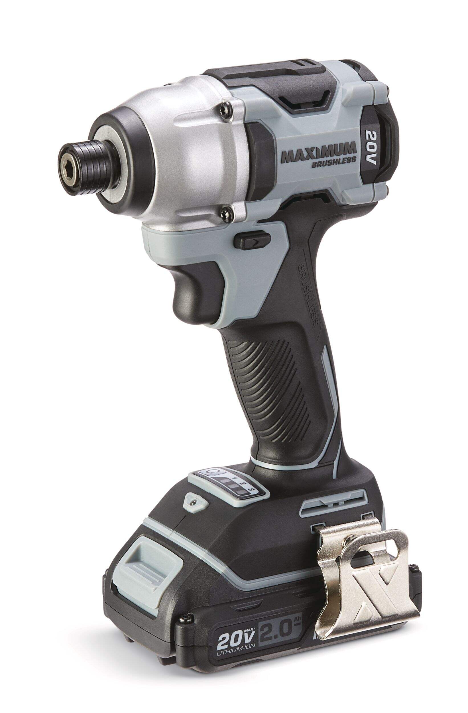 MAXIMUM 20V Brushless 1/2-in Hammer Drill & 1/4-in Impact Driver Combo Kit Front_Three_Fourths_Angled_Left