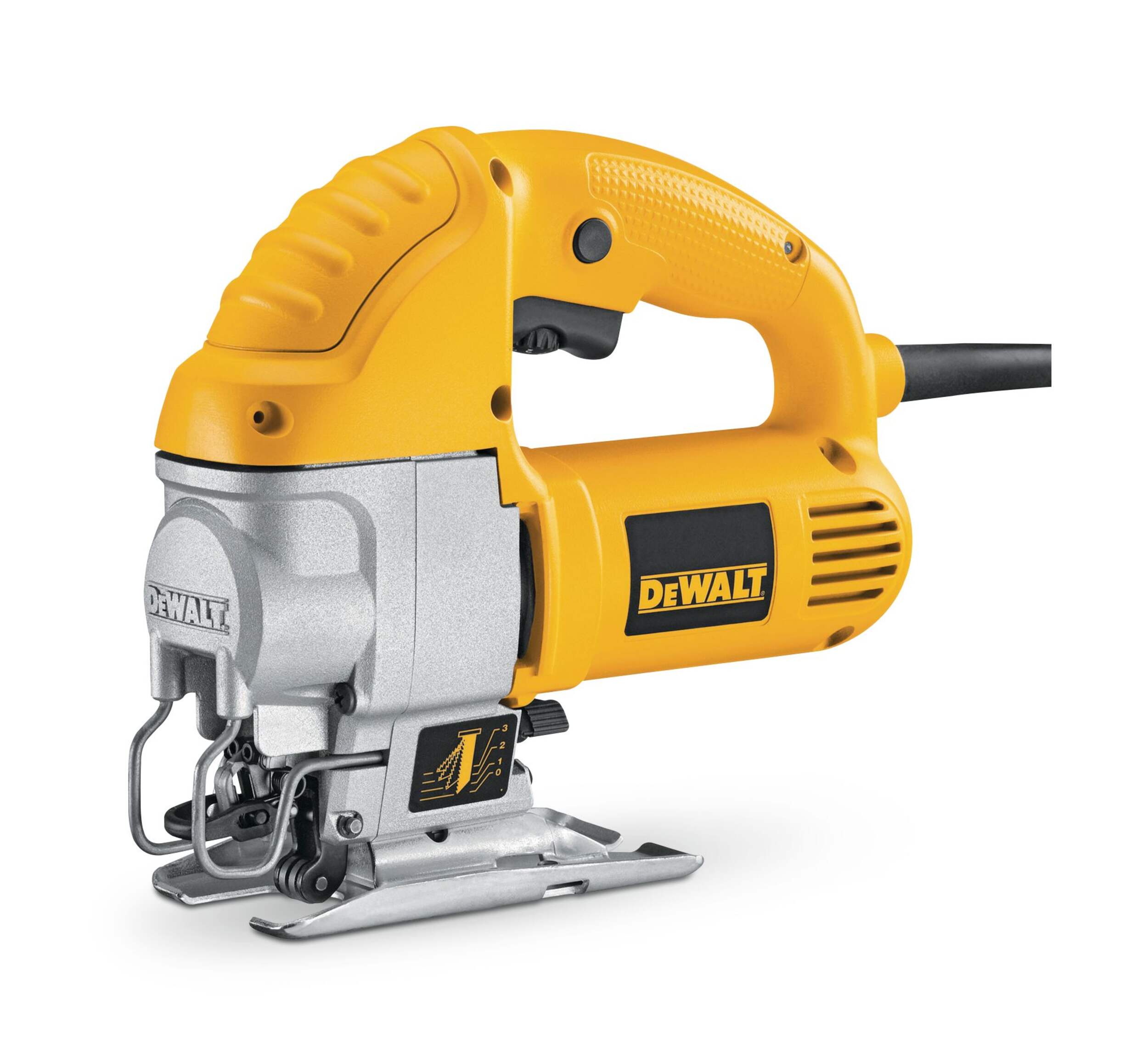 DEWALT DW317K 5.5A Keyless 4-Position Variable Speed T-Shank Orbital Jigsaw Front_Three_Fourths_Angled_Left