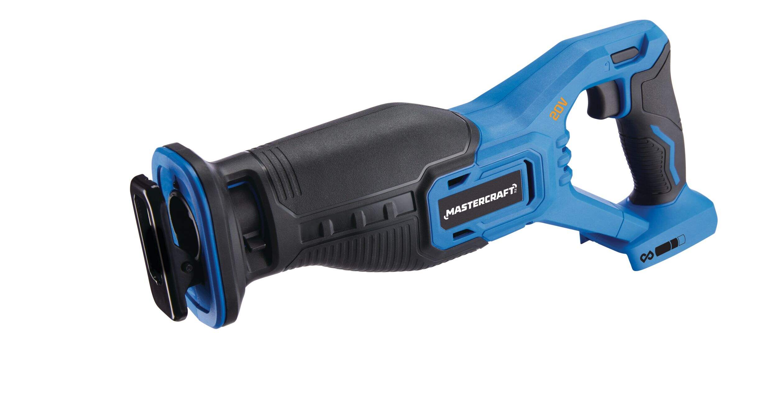 Mastercraft 20V Max Variable Speed Cordless Reciprocating Saw with LED Light, Tool Only, PWR POD Compatible Front_Three_Fourths_Angled_Left