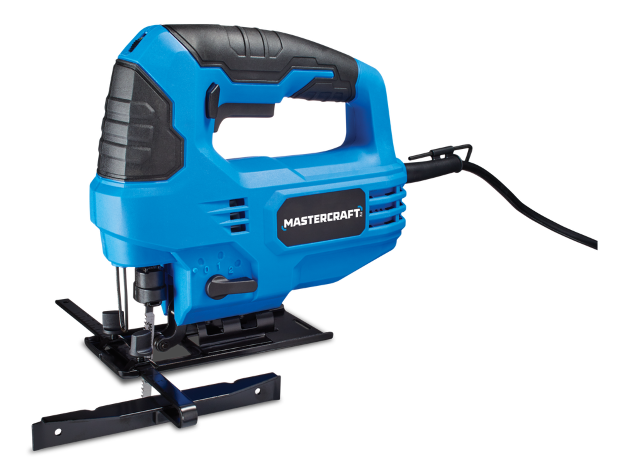 Mastercraft 5A 4-Position Variable Speed Orbital Jigsaw with LED Light & Straight Edge Guide Front_Three_Fourths_Angled_Left