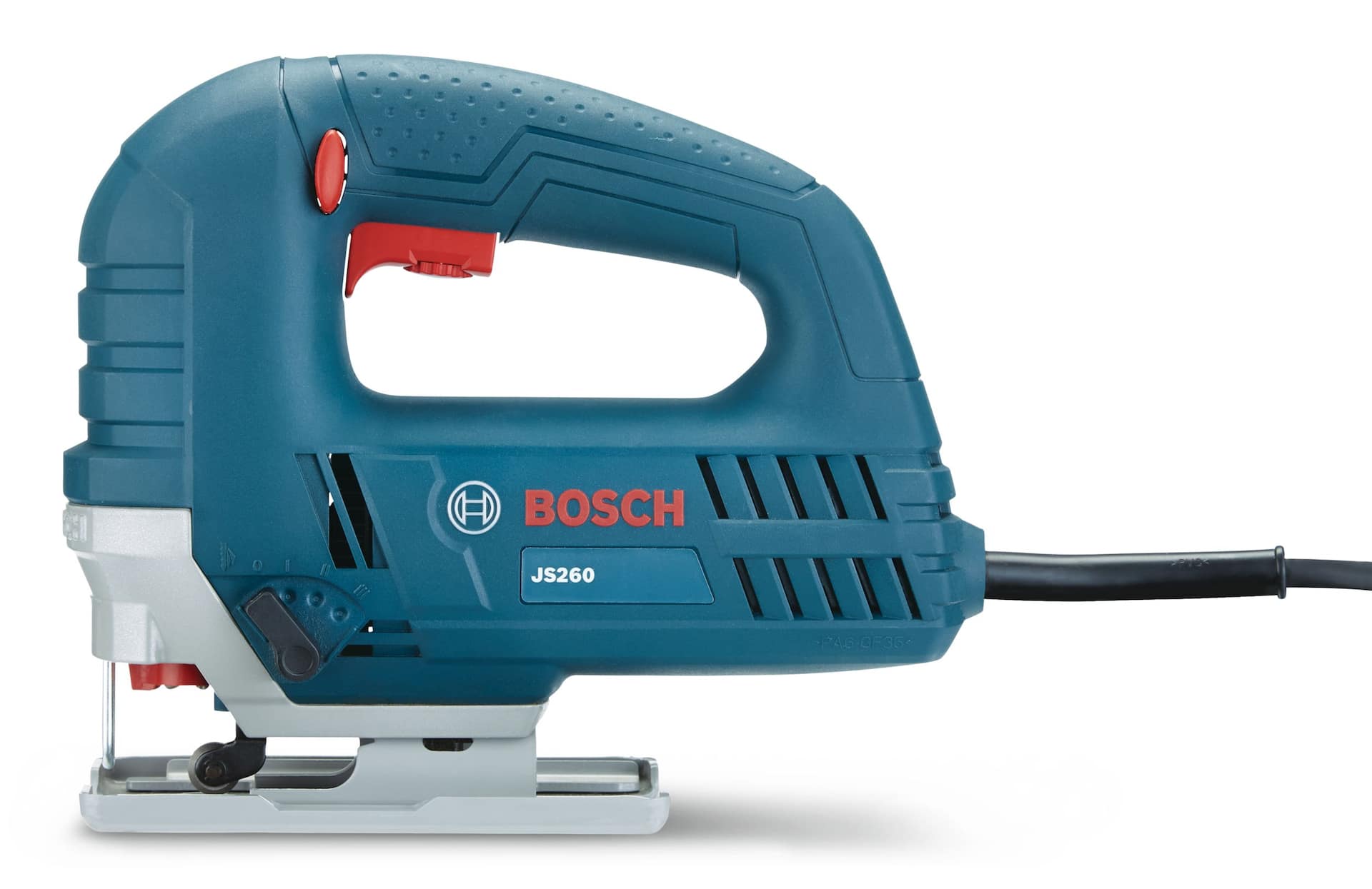 Bosch JS260 6A Top Handle Variable Speed T Shank Jigsaw with 3