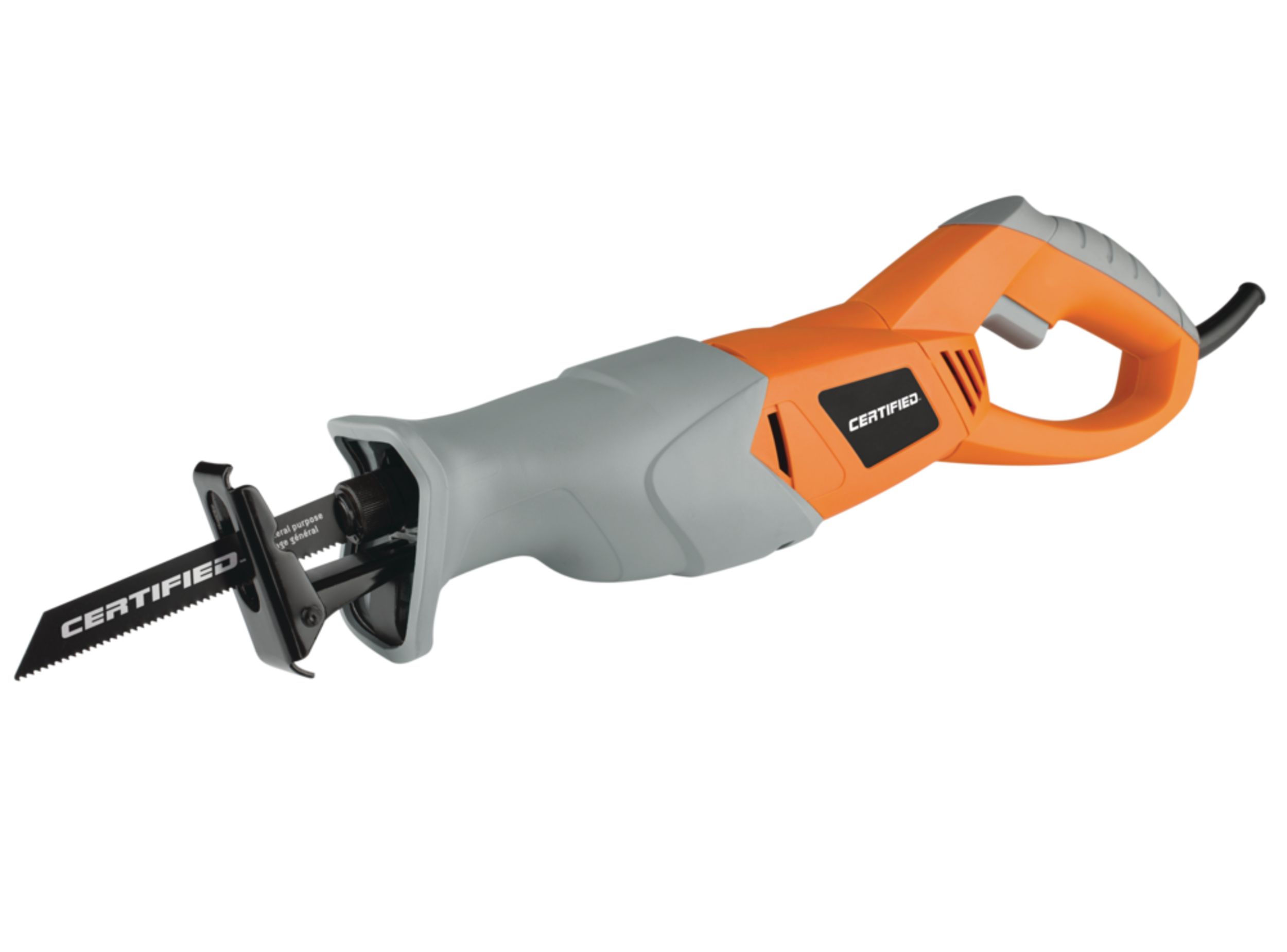 Certified 3308.2 6A Variable Speed T-Shank Reciprocating Saw with Blade & Hex Key Front_Three_Fourths_Angled_Left
