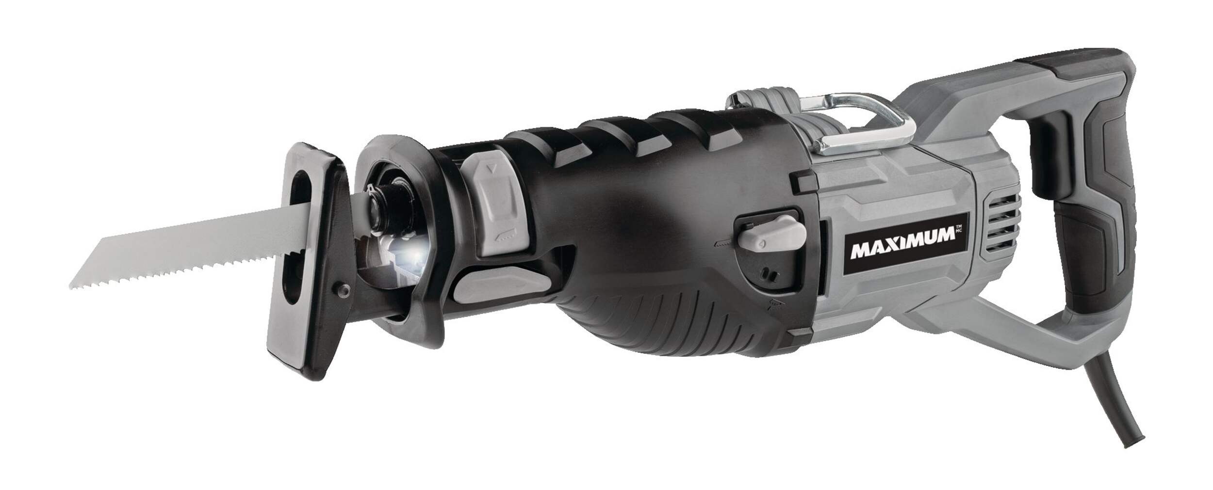 MAXIMUM 11A Variable Speed T-Shank Reciprocating Saw with LED Light, Blade & Hex Key Front_Three_Fourths_Angled_Left