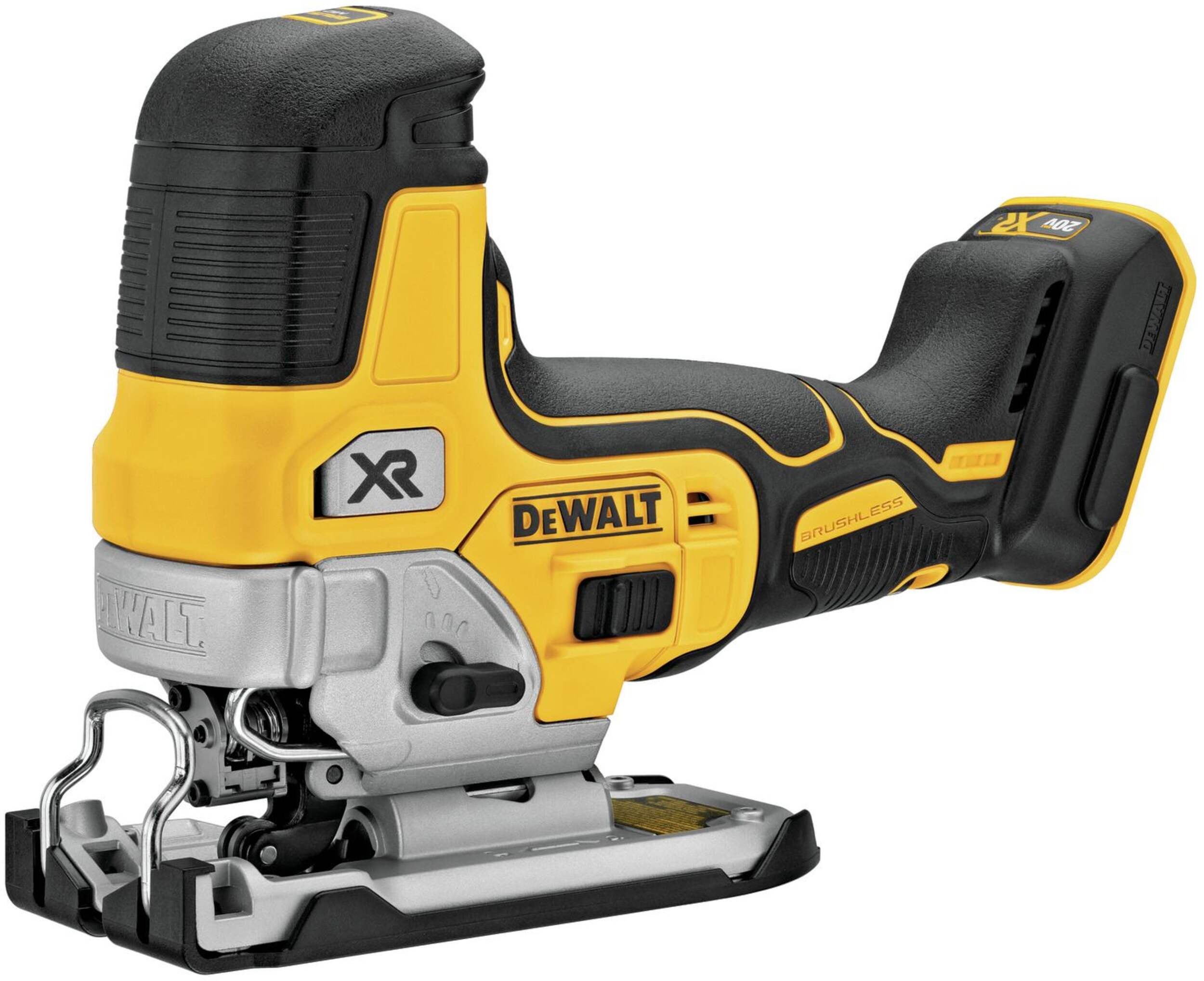 DEWALT DCS335B 20V MAX XR 4-Position Variable Speed Cordless Barrel Grip Jigsaw, Tool Only Front_Angled_Left