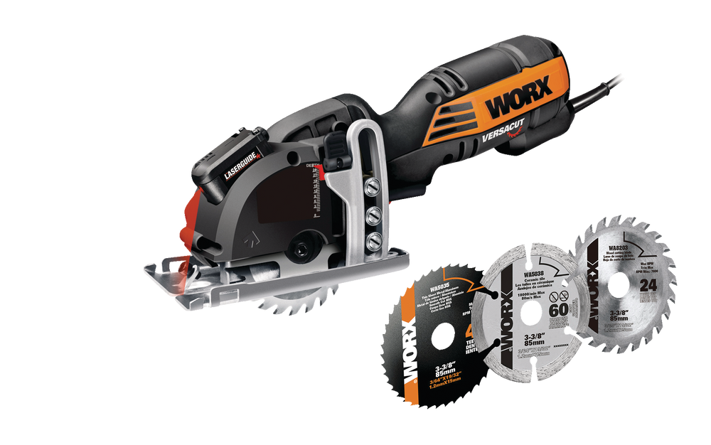 WORX WX420L 4A Versacut Compact Circular Saw with Assorted Blades  Laser  Guide, 3-3/8-in Canadian Tire