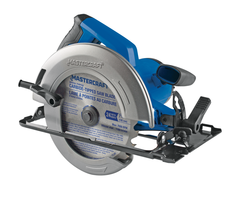 Mastercraft 14A Circular Saw with LED Work Light, Carbide-Tipped Blade   Wrench, 7-1/4-in Canadian Tire