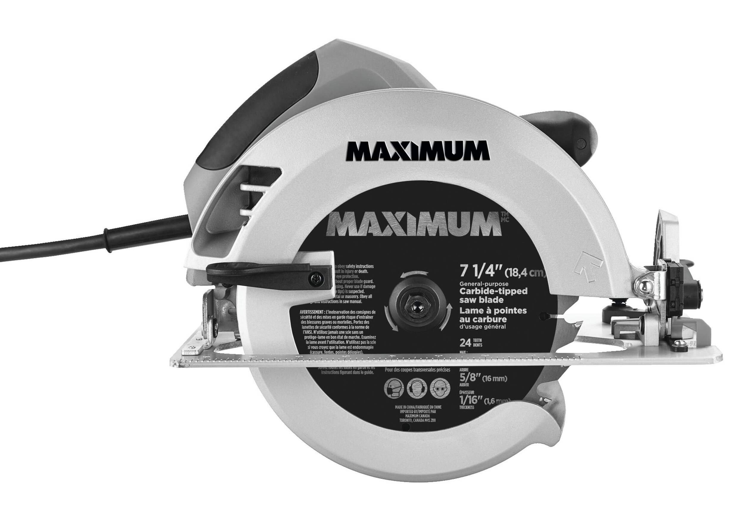 MAXIMUM 15A Circular Saw with Carbide-Tipped Blade & Cutting Guide, 7-1/4-in Side_Right