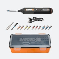 WORX WX240L 4V Lithium-Ion 3-Speed Cordless Screwdriver with USB Charging Cable & Bits, 1/4-in