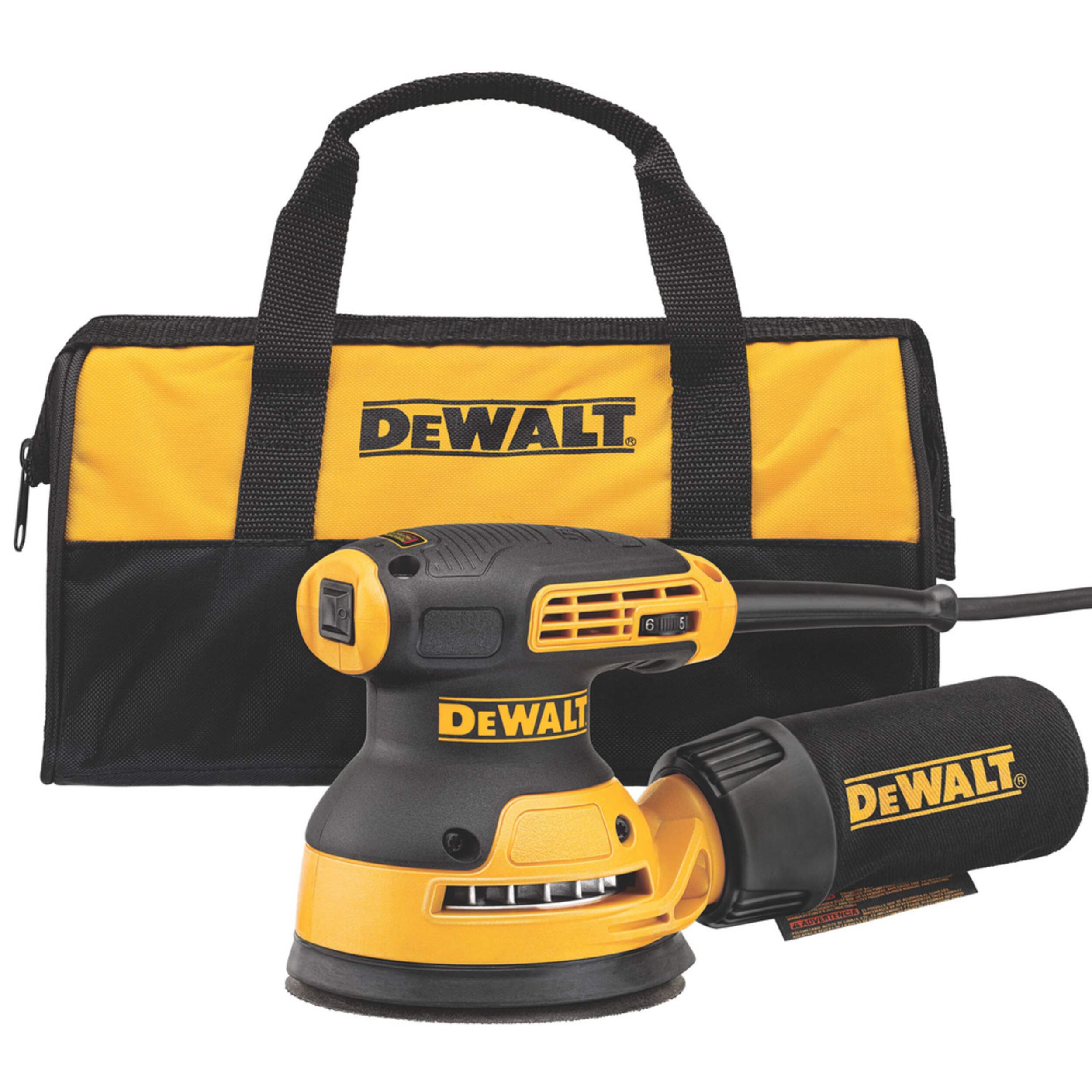 DEWALT DWE6423K 3A Corded Variable Speed Random Orbital Sander with Dust Bag & Soft Case, 5-in Composite_or_Mixed