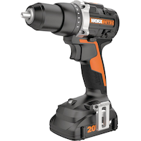 WORX WX102L 20V Nitro Power Share Brushless Cordless Drill/Driver with Battery & Charger, 1/2-in Front_Three_Fourths_Angled_Left