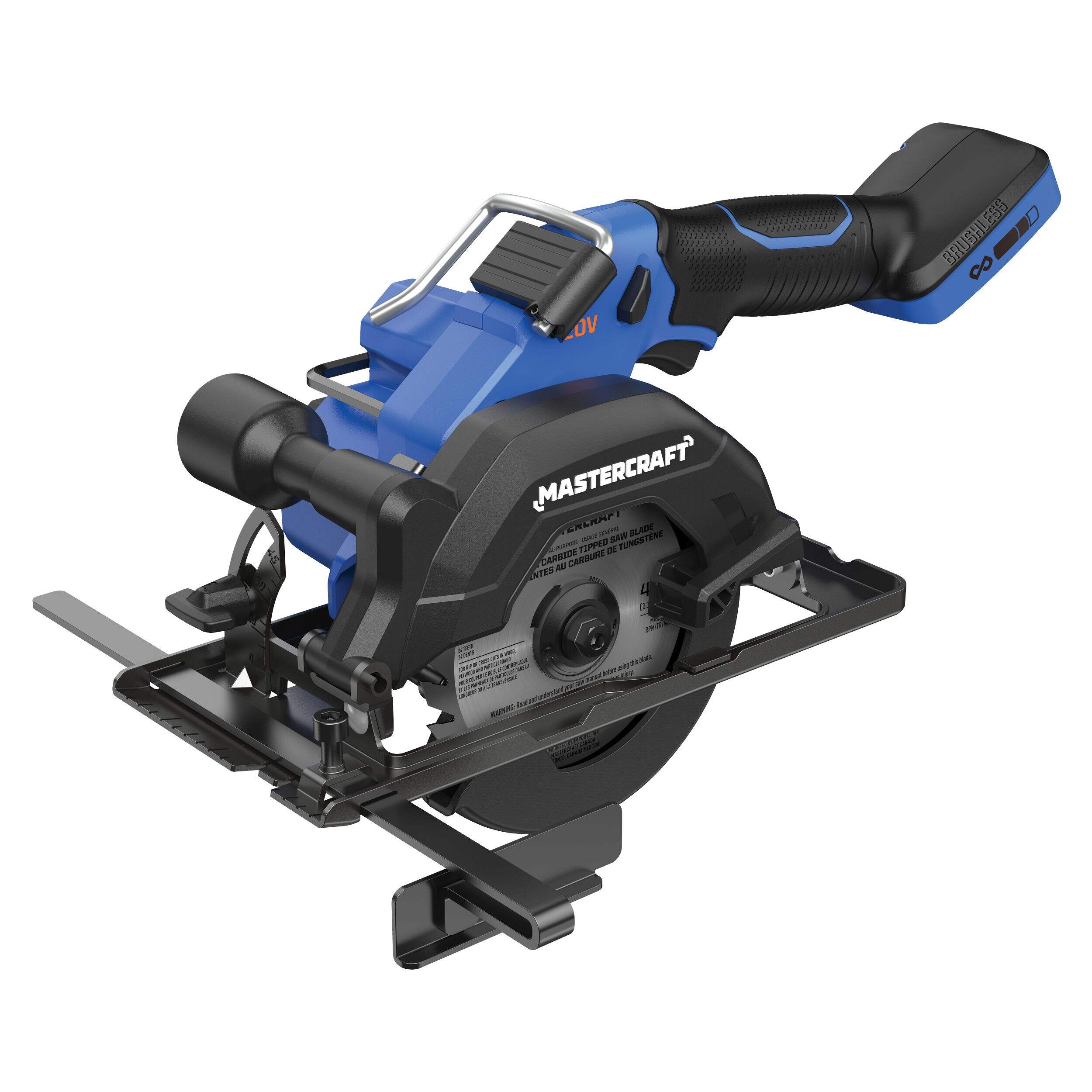 Mastercraft 20V Brushless 4.5-in Mini Circular Saw, PWR POD Compatible Front_Three_Fourths_Angled_Left