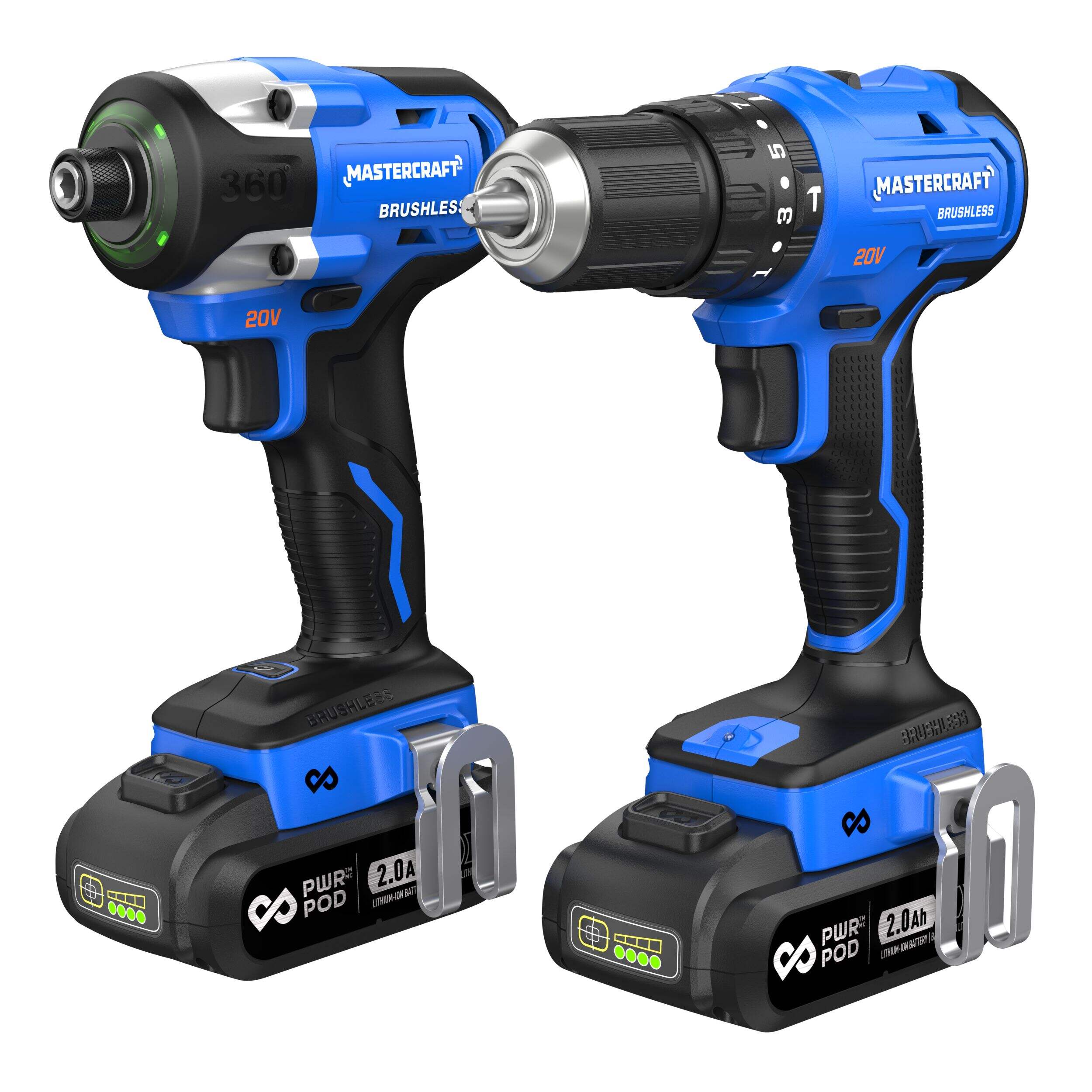 Mastercraft 20V Max Brushless Cordless 1/2in Hammer Drill & 1/4in