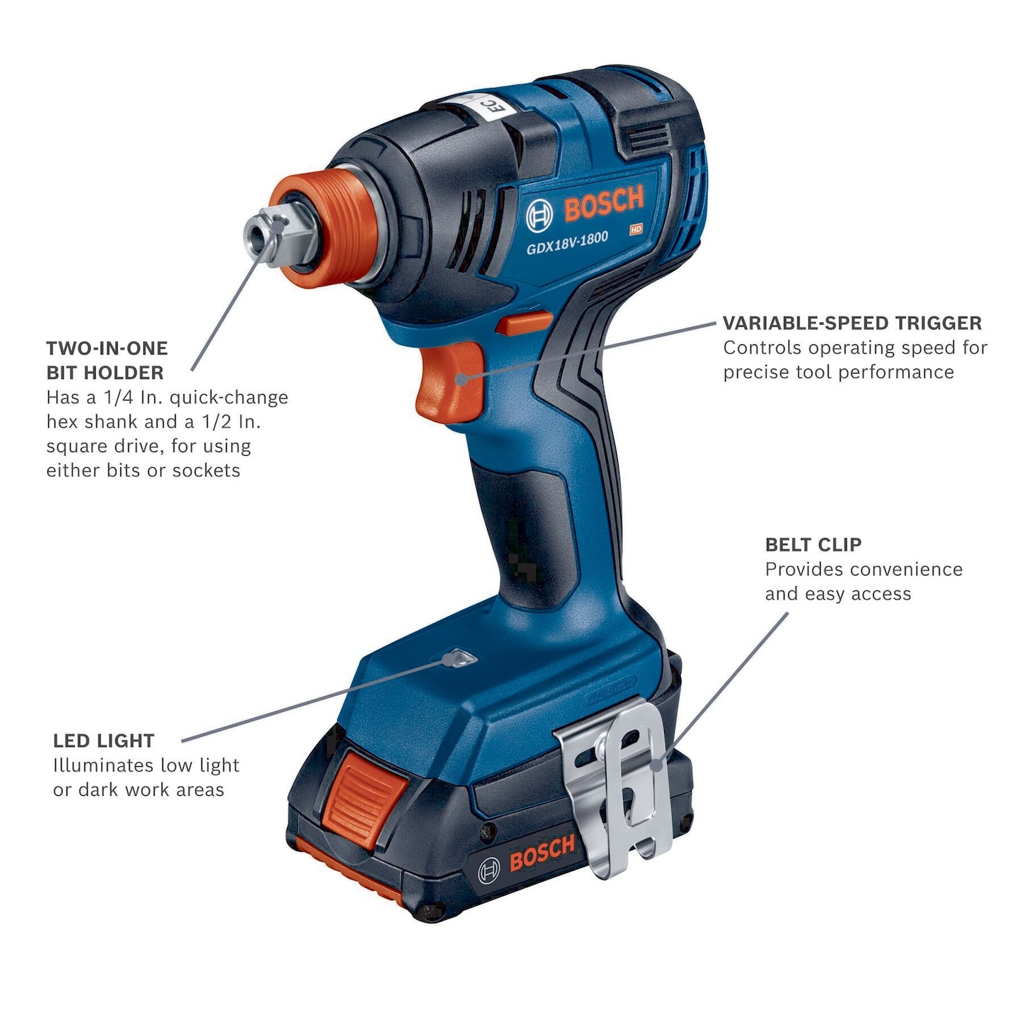 Bosch Freak GDX18V1800 18V 2in1 Bit/Socket Brushless Impact Driver