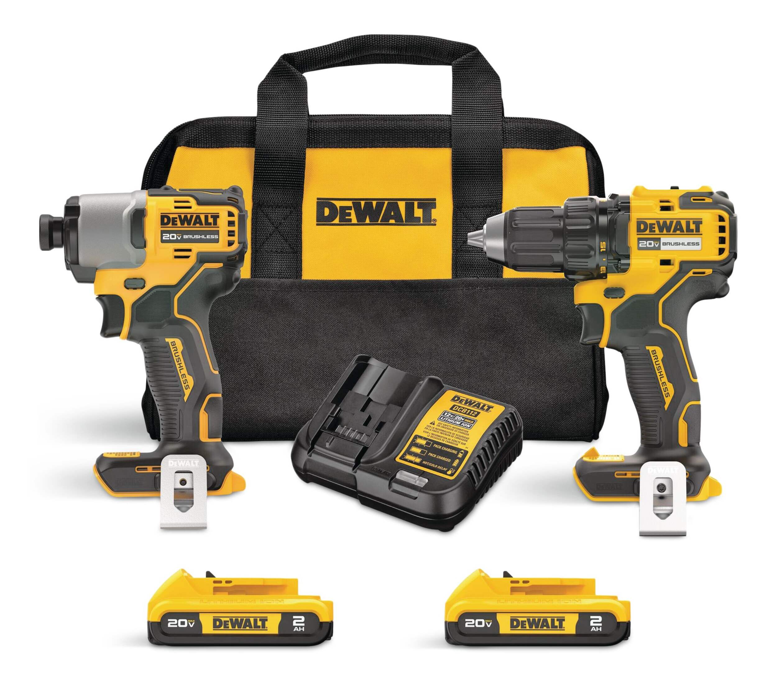 DEWALT DCK227D2 20V MAX Brushless Compact Cordless Drill and Impact Driver Kit Composite_or_Mixed