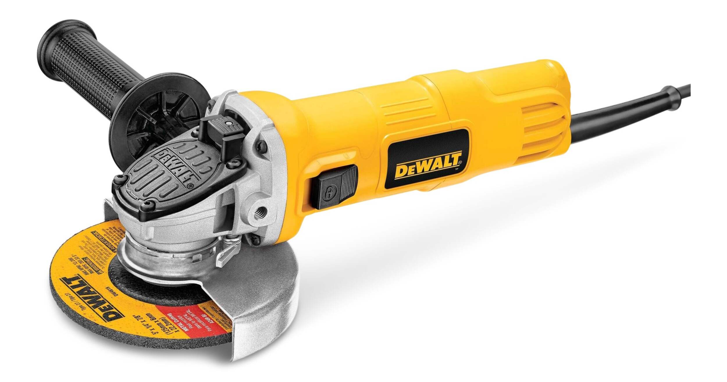 DEWALT 7A Corded Angle Grinder Kit Front_Three_Fourths_Angled_Left