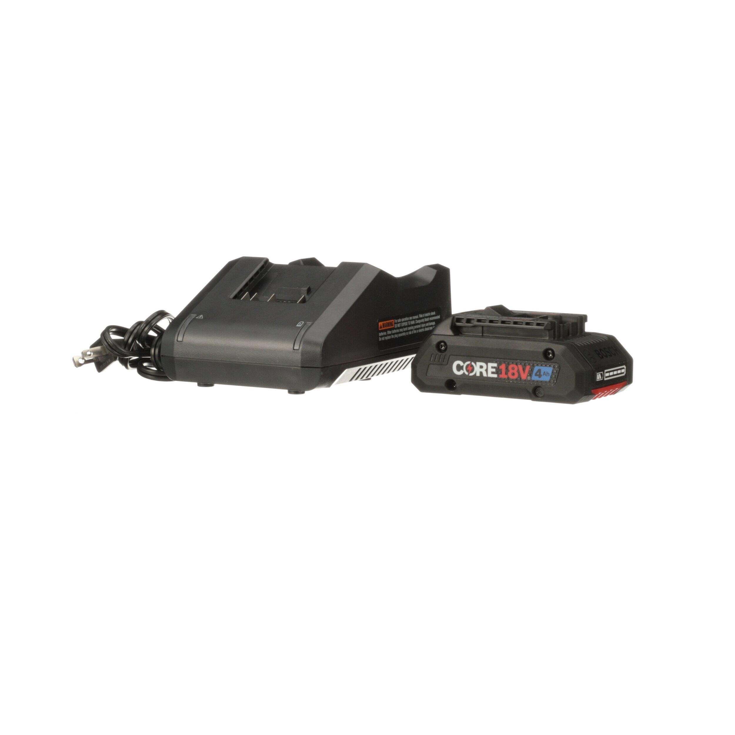 Bosch CORE 18V 4AH Starter Kit Compact Battery & Charger Front_Three_Fourths_Angled_Left