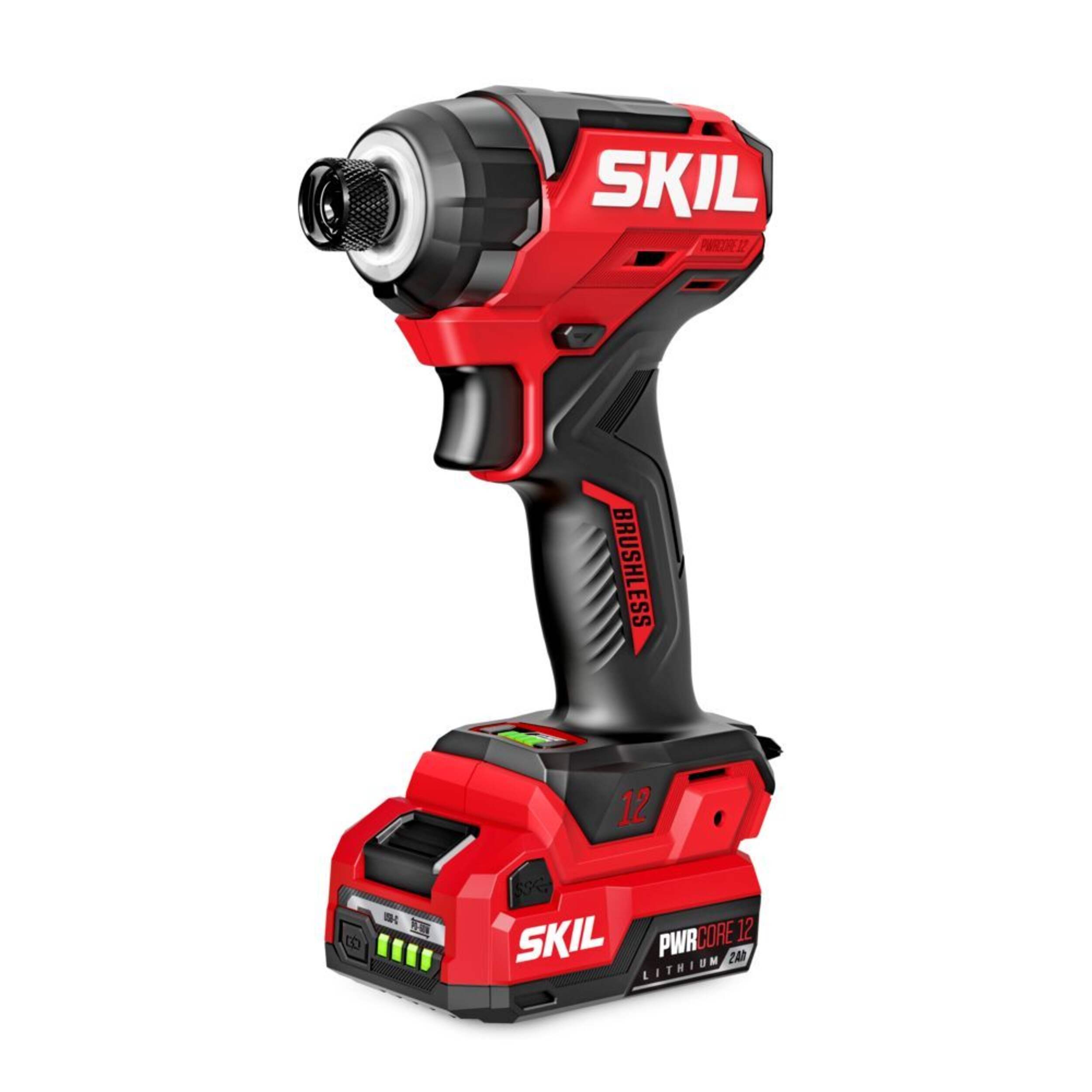 SKIL 12V Brushless 1/4-in Compact Impact Driver Kit Front_Angled_Left