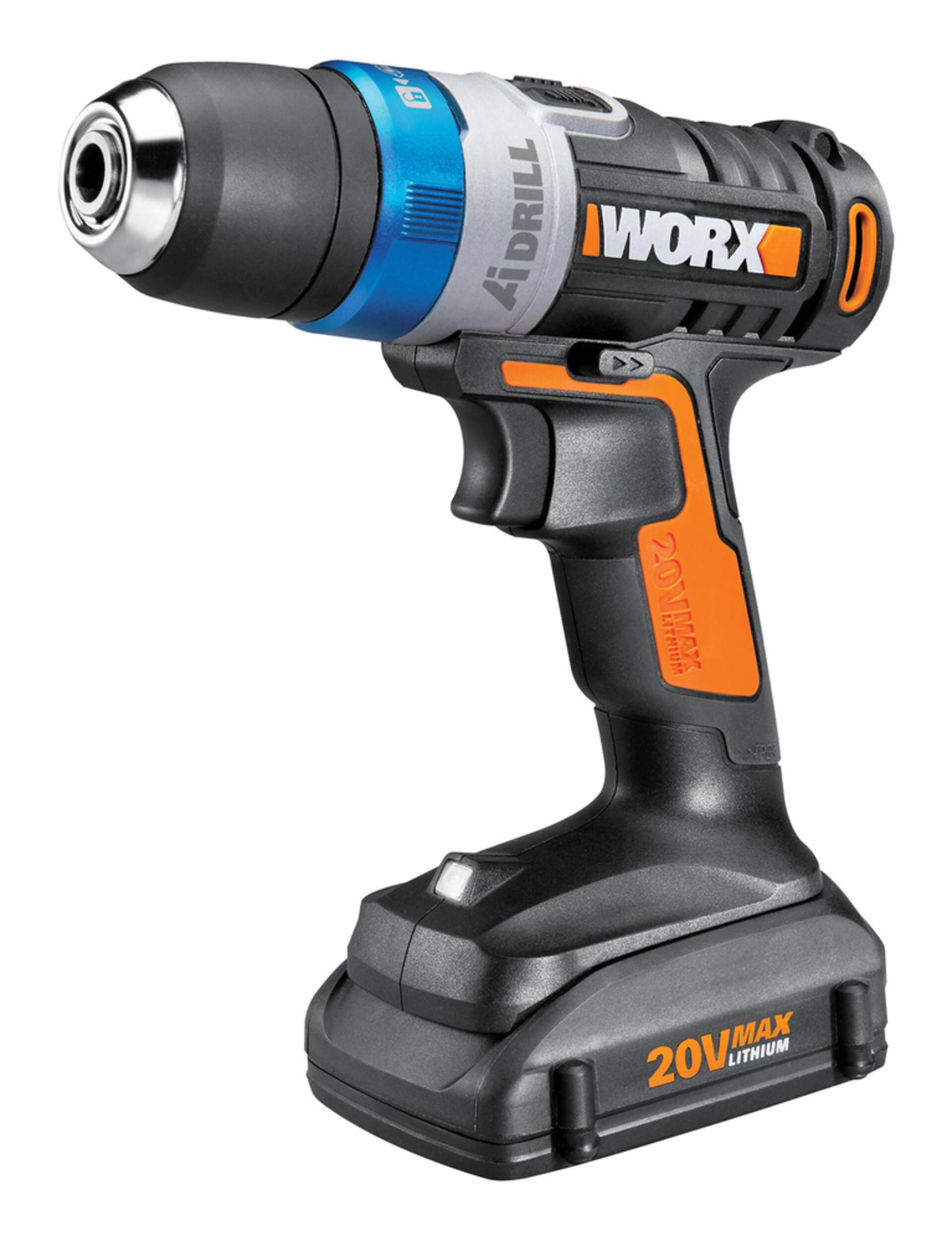 Perceuse sans fil de technologie de pointe (Ai) Li-ion WORX Max 20V, 3/8 po Front_Angled_Left