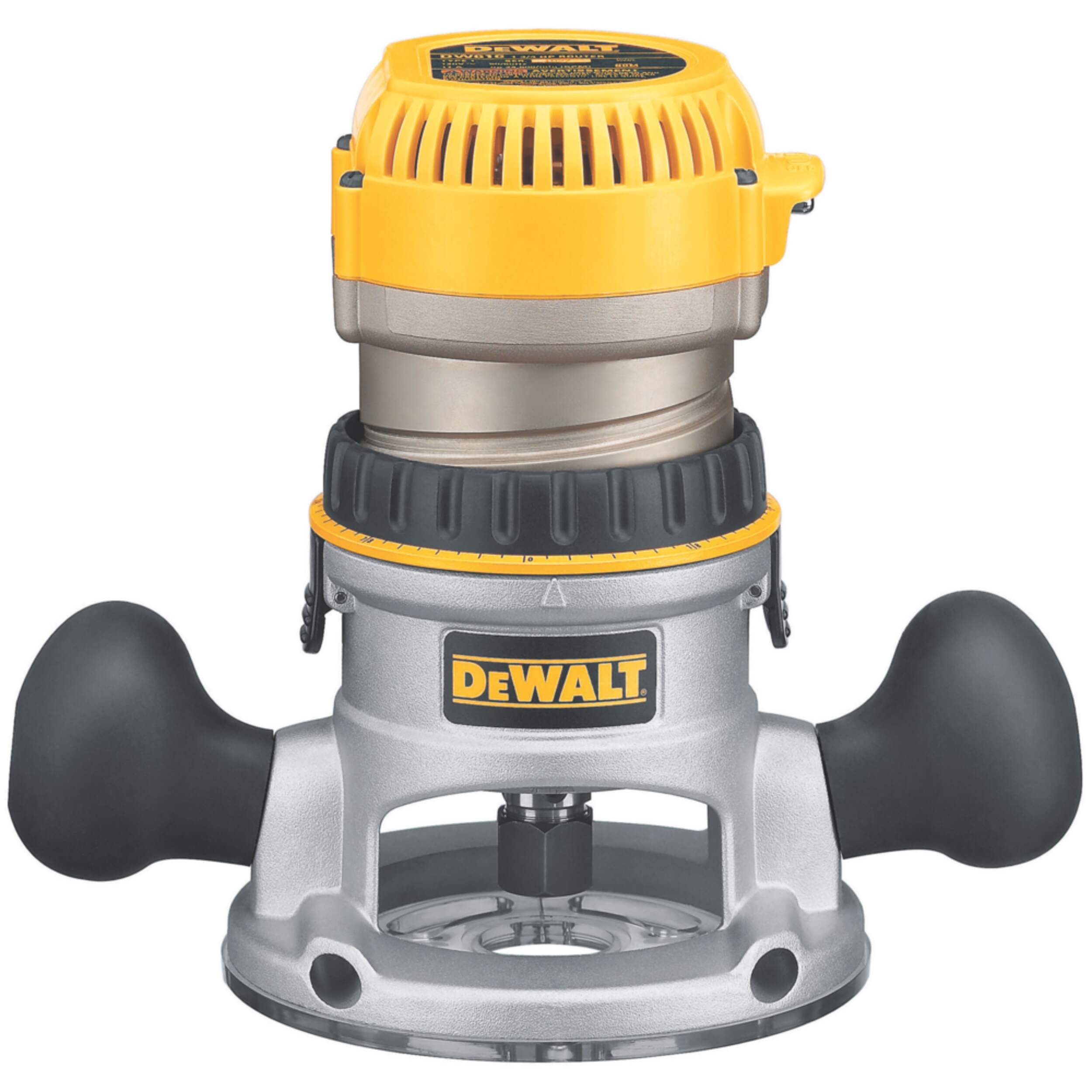 DEWALT DW616 11A Variable Speed 1-3/4 HP Corded Fixed Base Router with Soft Start & LED Light Front_Flat