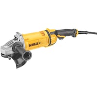 DEWALT DWE4557 15A 4.7 HP Corded Low-Profile Angle Grinder with Auxiliary Handle & Guard, 7-in Front_Three_Fourths_Angled_Left