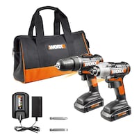 Worx 20V Max Li-Ion Dill and Impact Driver 2-Tool Cordless Combo Kit Composite_or_Mixed