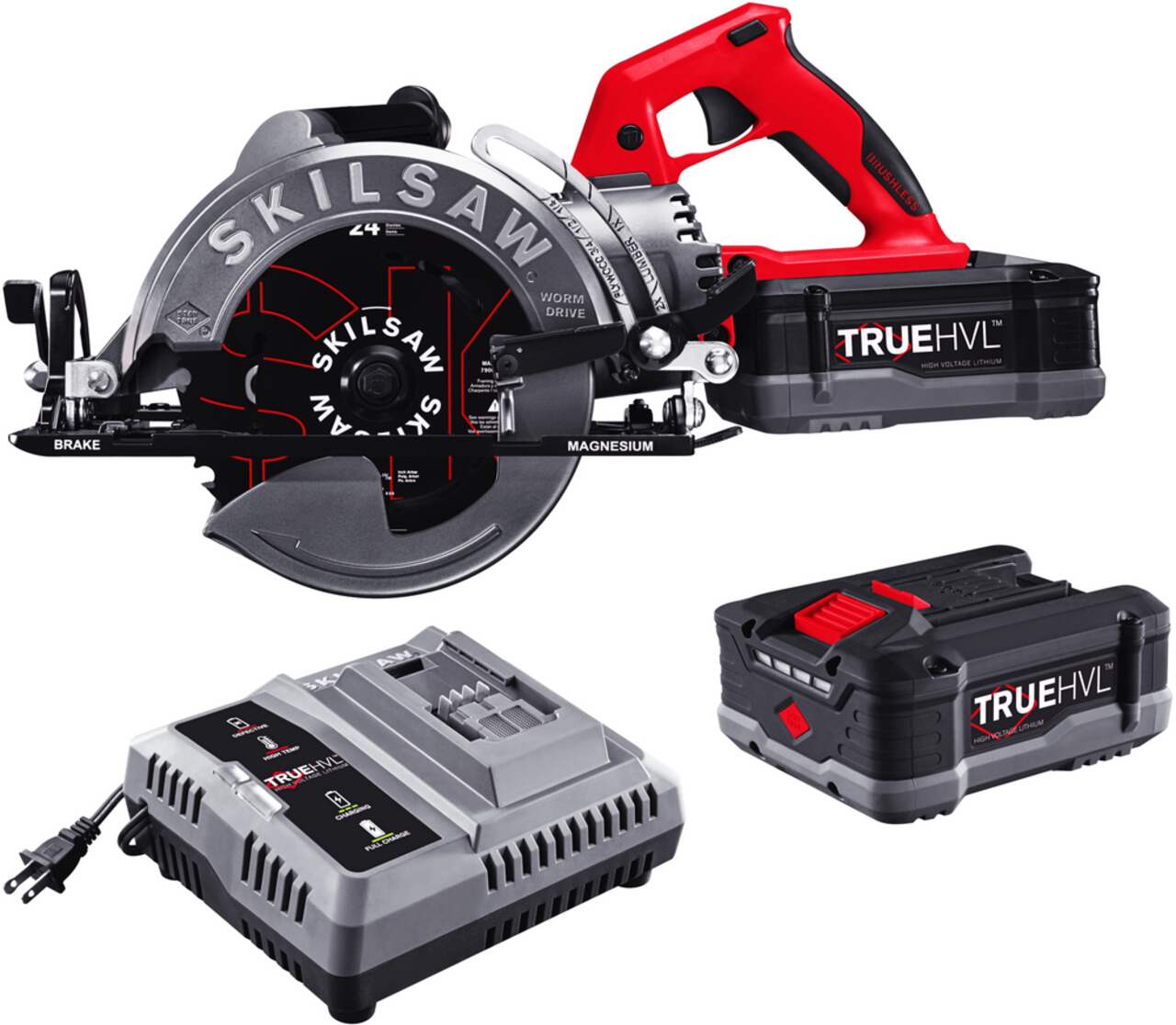SKILSAW SPTH77M 21 TRUEHVL Cordless Worm Drive Circular Saw Kit with Batteries Charger 7 1 4 in