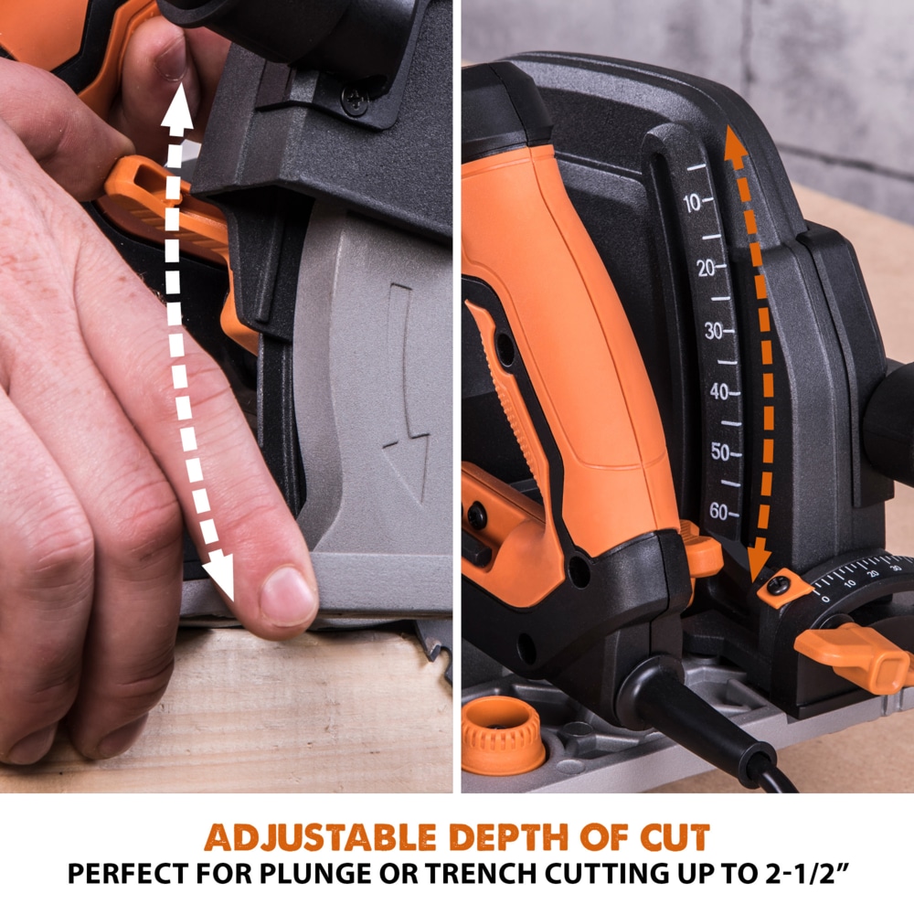 Evolution Power Tools R185CCSX 15A Multi-Material Circular Track Saw Kit with Carbide Blade, 7-1/4-in CloseUp