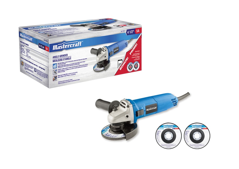 Mastercraft 5A Angle Grinder with Bonus Discs Canadian Tire