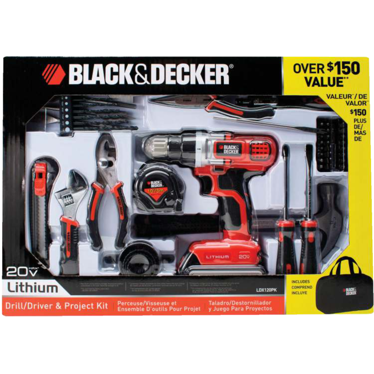 Black+decker 20V Max Drill Home Tool Kit 68 Piece LDX120PK