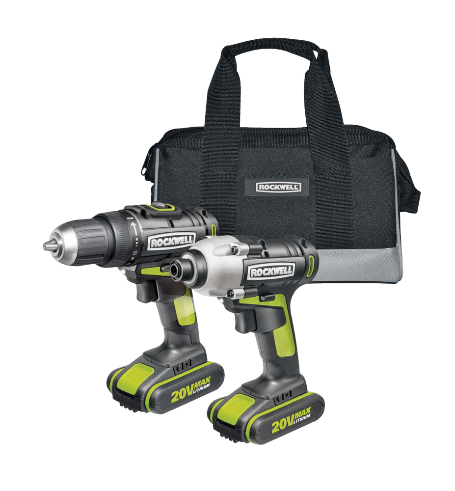 Rockwell 20V Max Li-Ion Cordless Drill and Impact Driver Combo Kit ...