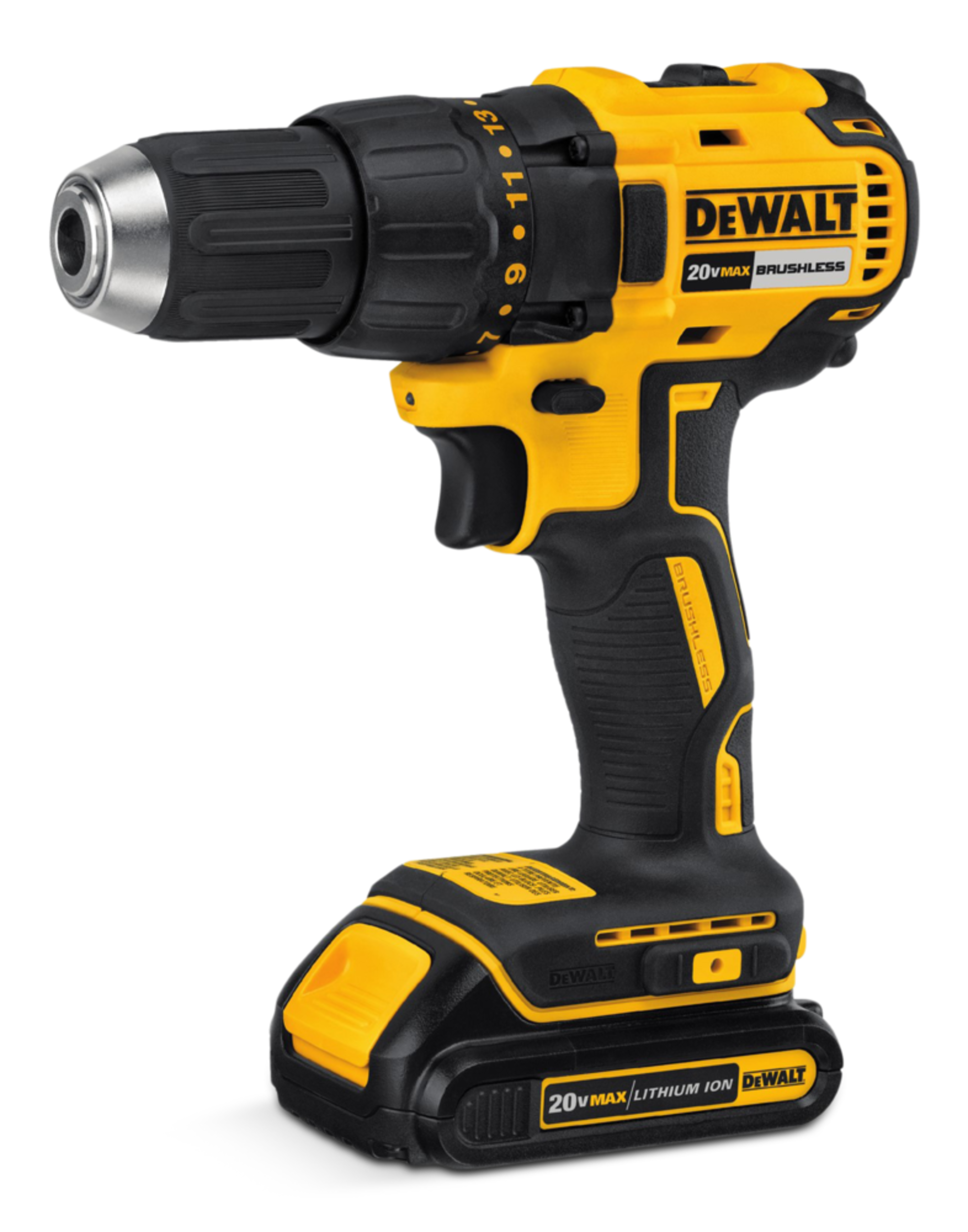 Perceuse-tournevis compacte sans fil/balai DEWALT au Li-ion, 20 V Max, 1/2 po Front_Angled_Left