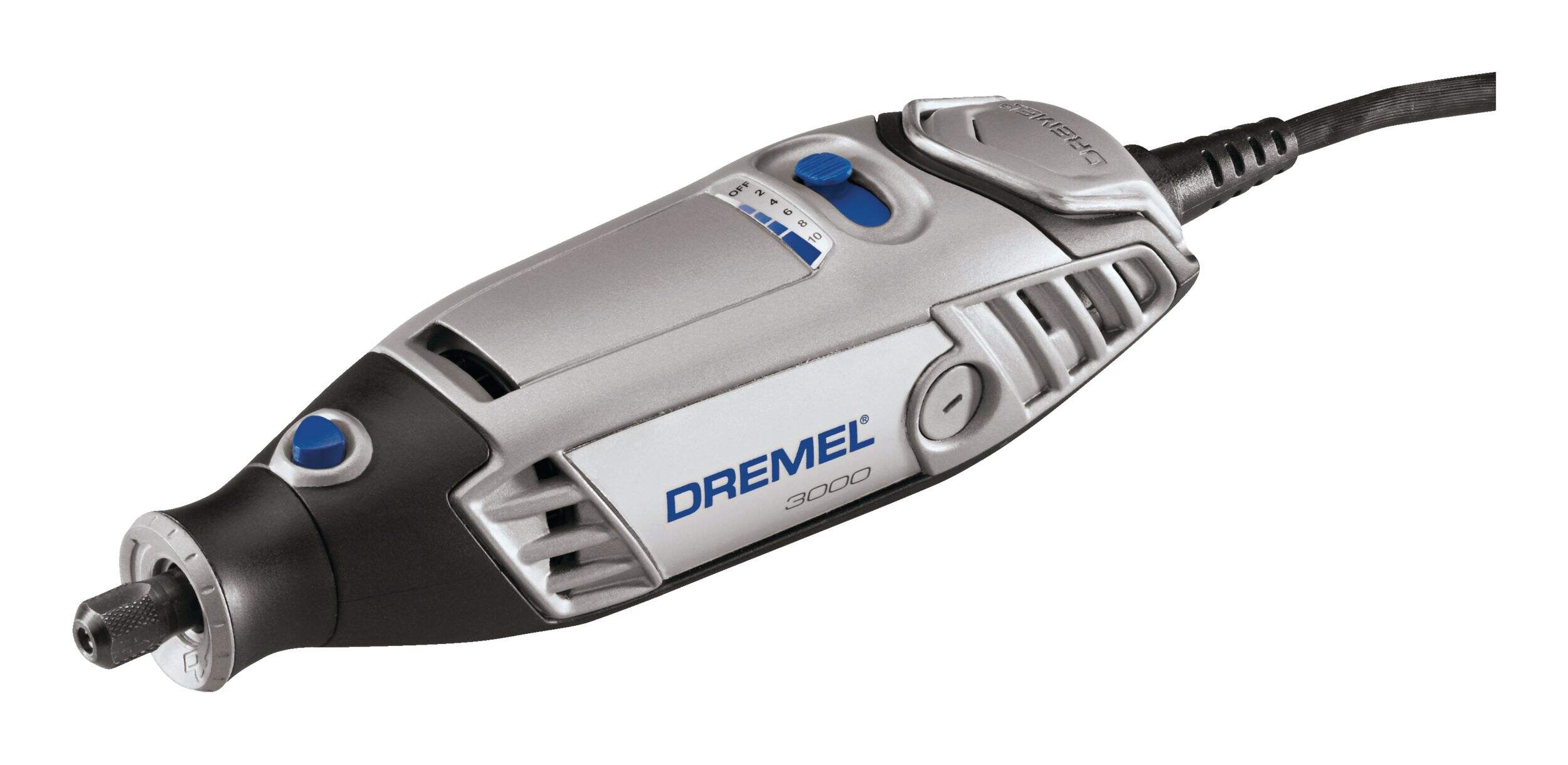 Dremel 3000-1/24 1.2A Variable Speed Rotary Tool Kit with Attachments & Accessory Bits, 130-pc Front_Three_Fourths_Angled_Left