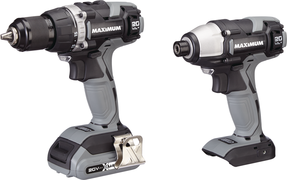MAXIMUM 20V Max Lithium Ion Cordless Drill/Driver, Impact Driver, Battery   Charger Combo Kit Canadian Tire