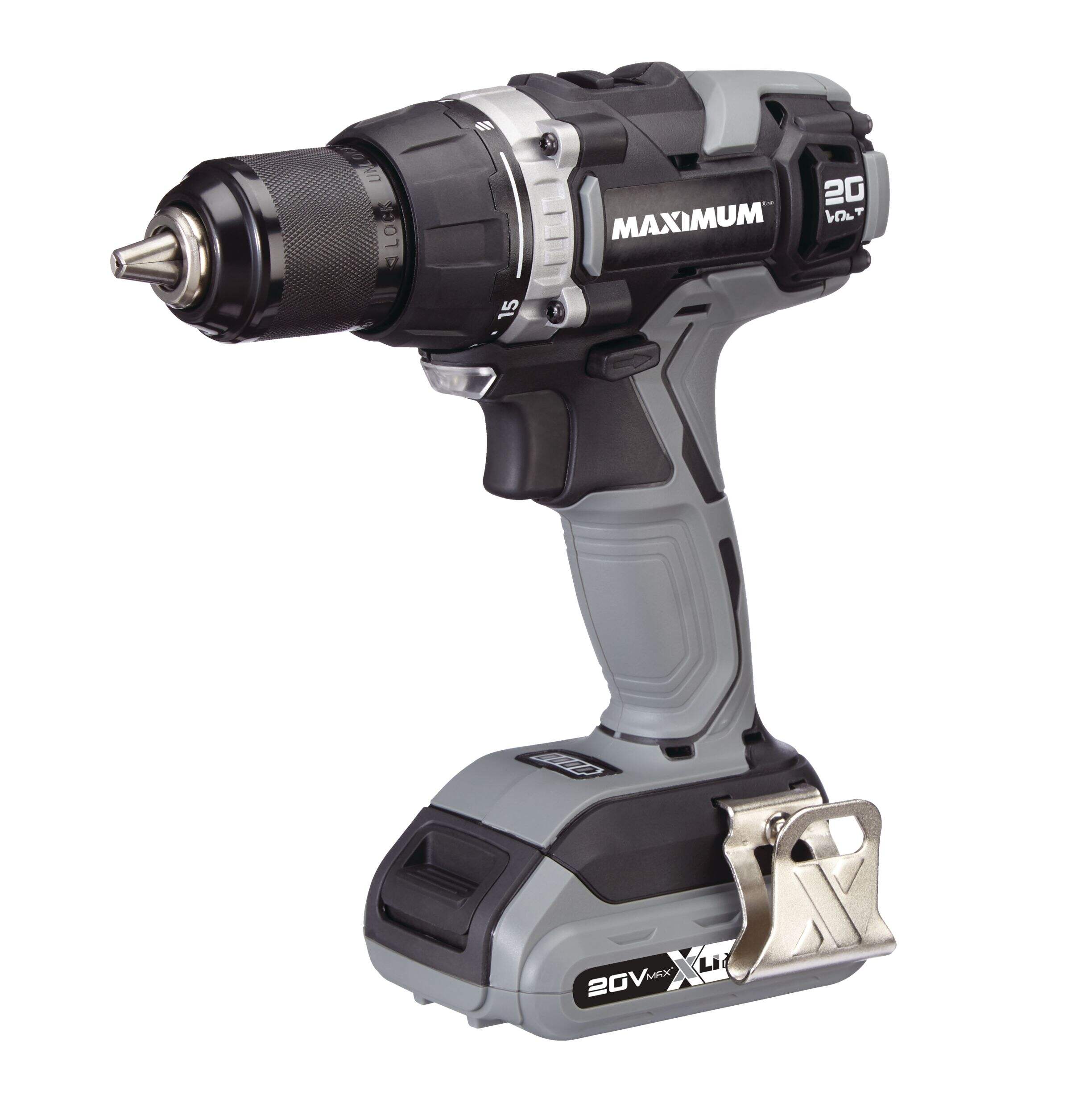MAXIMUM 20V Max Lithium-Ion Keyless Cordless Drill/Driver with Battery & Charger, 1/2-in Front_Angled_Left