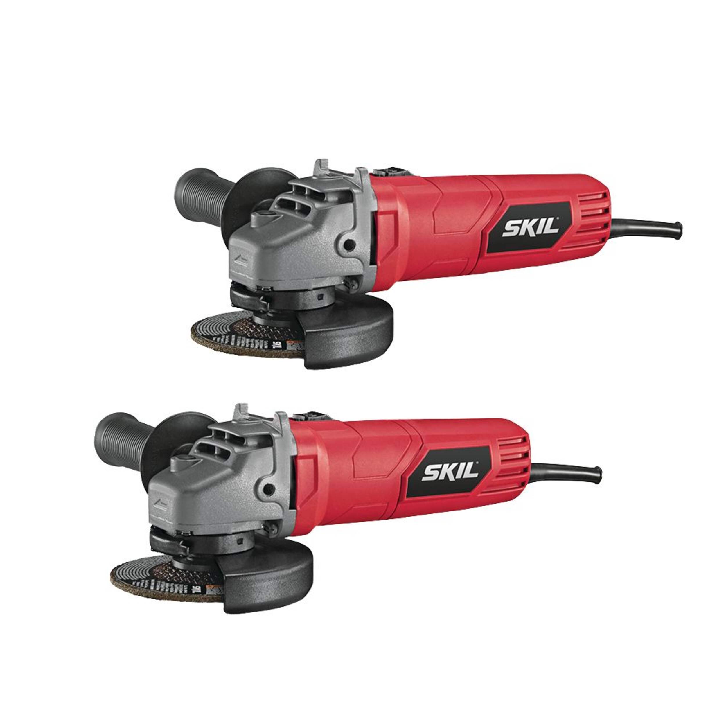 SKIL 5.5A Heavy-Duty Corded Angle Grinder with Handle & Wrench, 4-1/2-in, 2-pk Front_Three_Fourths_Angled_Left