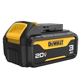 Batterie au lithium-ion DEWALT 20 V, 3,0 Ah, avec indicateur de carburant à DEL Front_Three_Fourths_Angled_Left