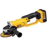 DEWALT 20V MAX Lithium-Ion Cordless Angle Grinder with Bonus Starter Kit, 8000 RPM Front_Three_Fourths_Angled_Left