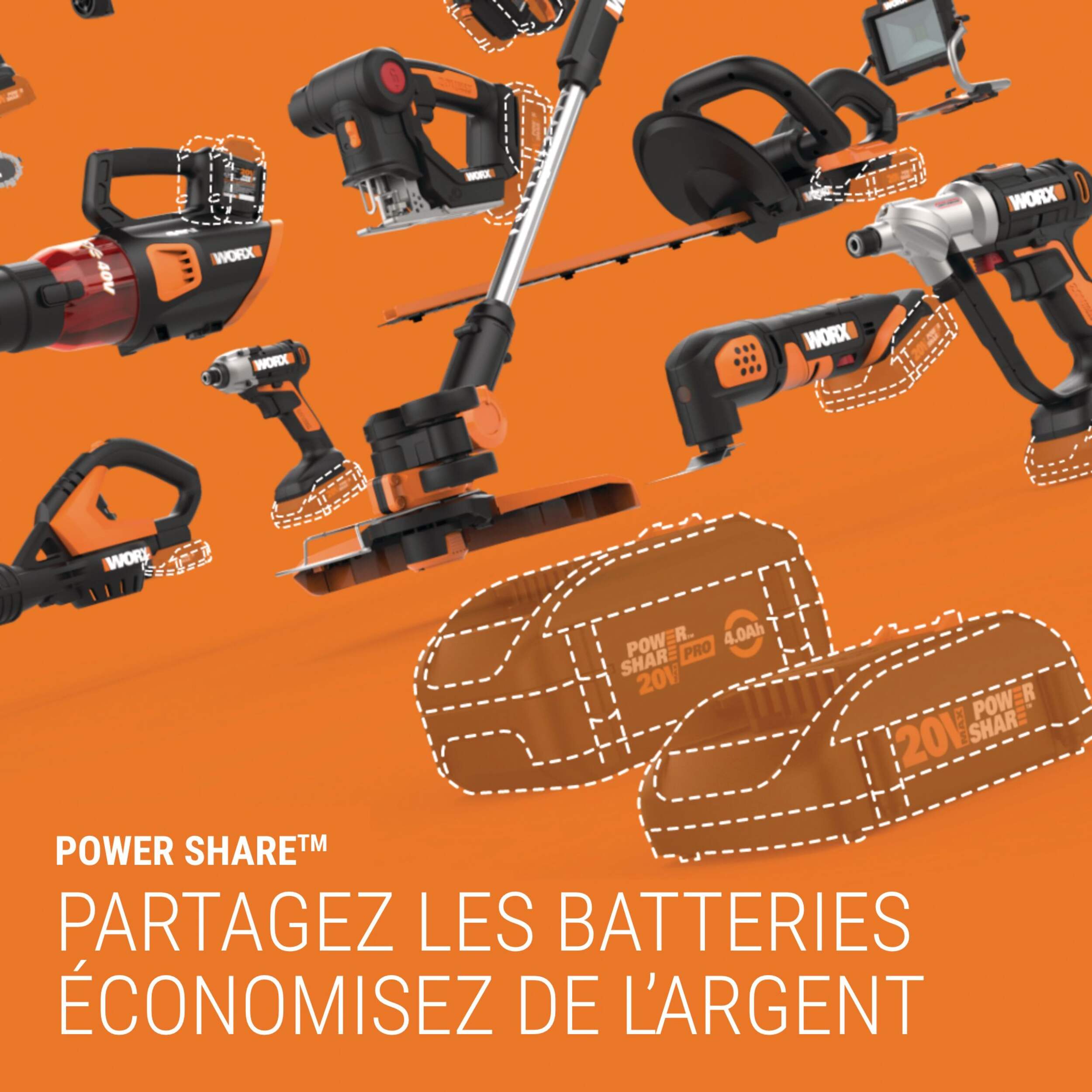 Scie circulaire sans balais WORX NITRO, 20 V, 7 1/4 po (outil seulement) Composite_or_Mixed
