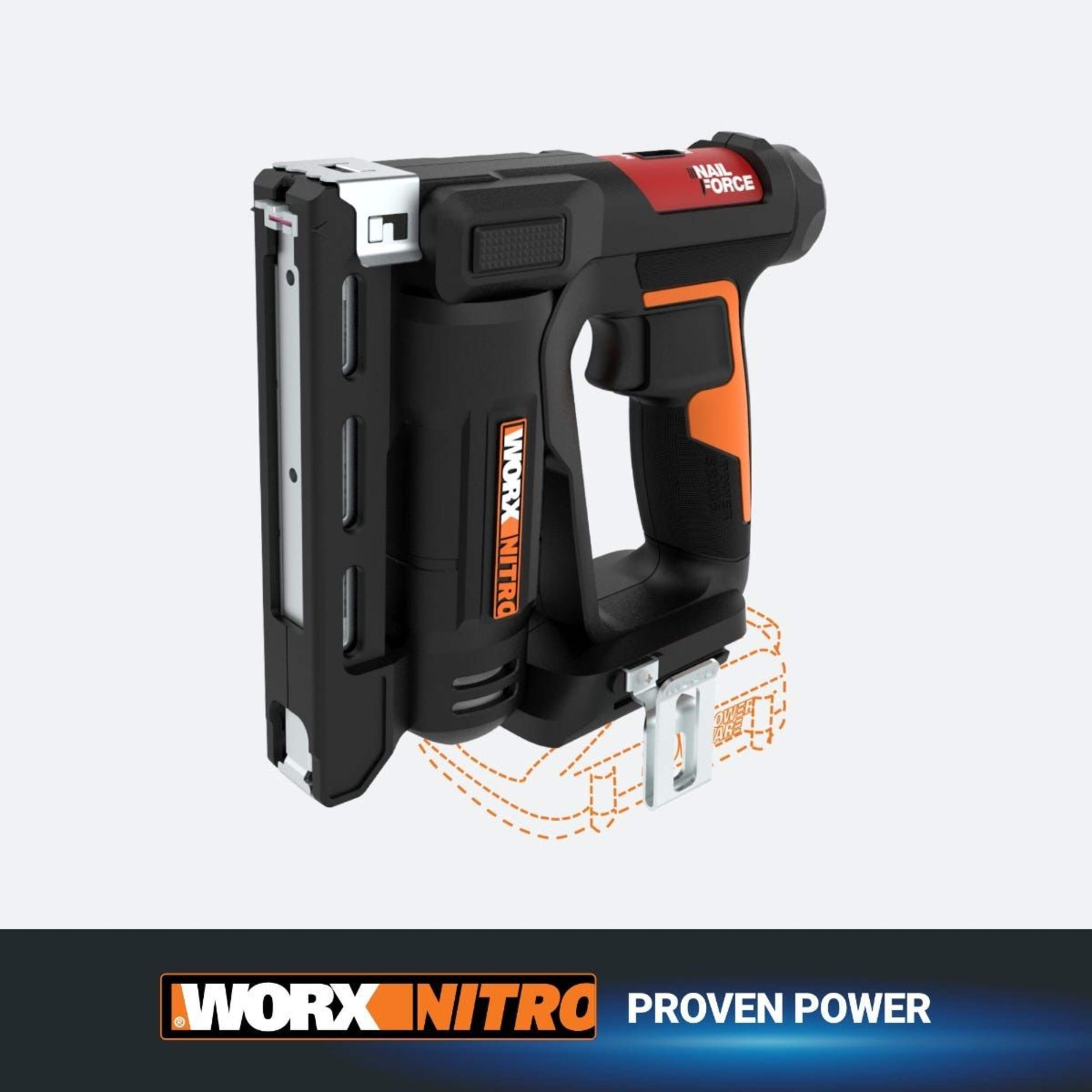 WORX NITRO 20V Crown Stapler, 3/8-in (Tool Only) Front_Angled_Left