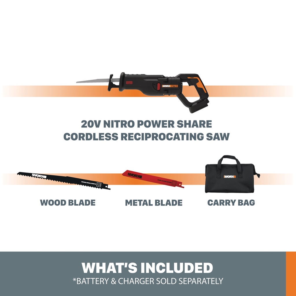 WORX NITRO 20V Brushless Reciprocating Saw (Tool Only) Canadian Tire