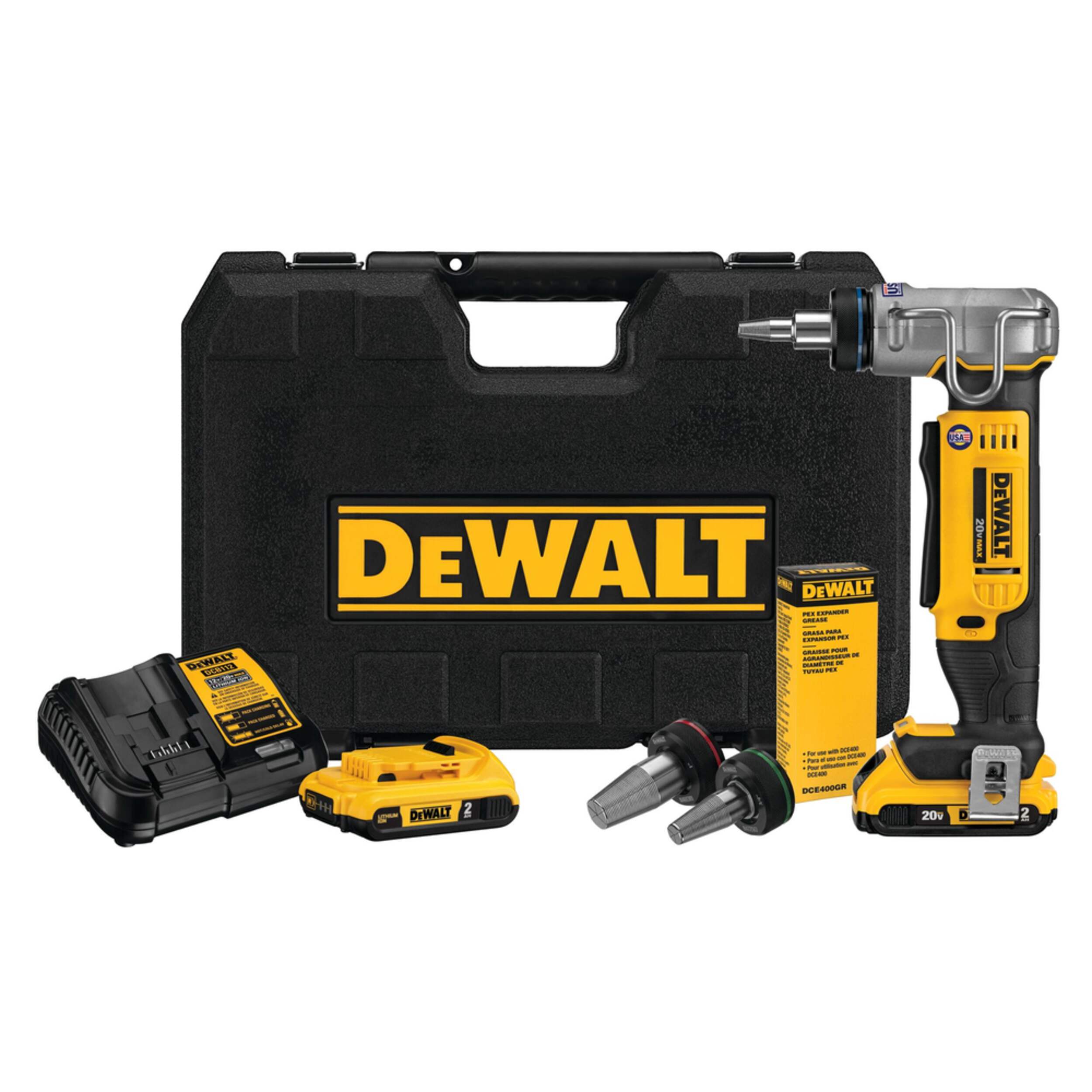 Outils d'expansion PEX DEWALT DCE400D2, 20 V MAX, 1 po, 2 Ah Composite_or_Mixed